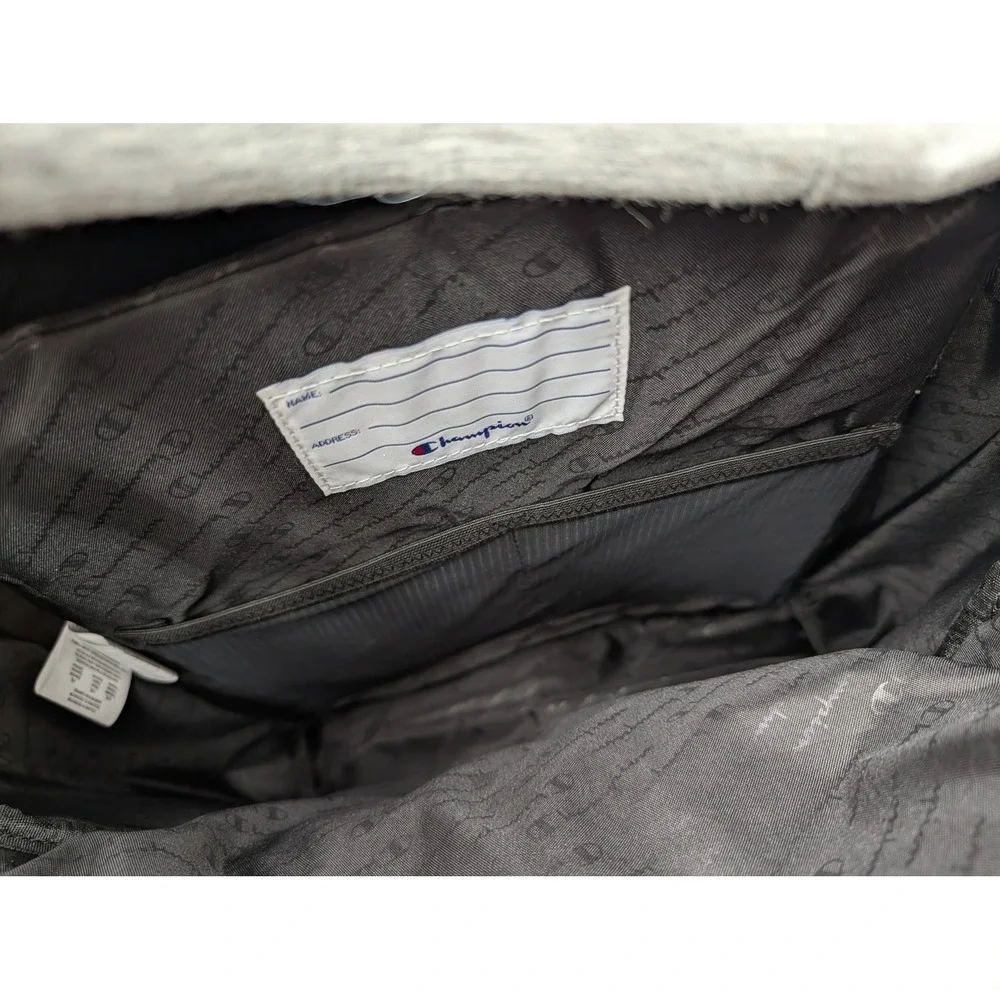 Champion Backpack Gray Jersey Knit Logo School Travel Bag One Size